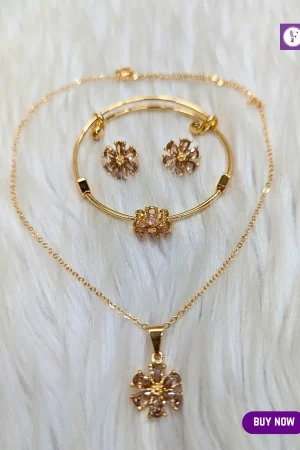 Dazzling 3-Piece Flower Jewelry Set